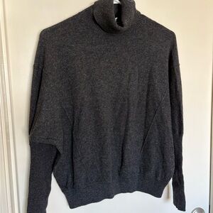Autumn Cashmere Charcoal Grey Cashmere-Blend Turtleneck Dolman Sweater - Size S